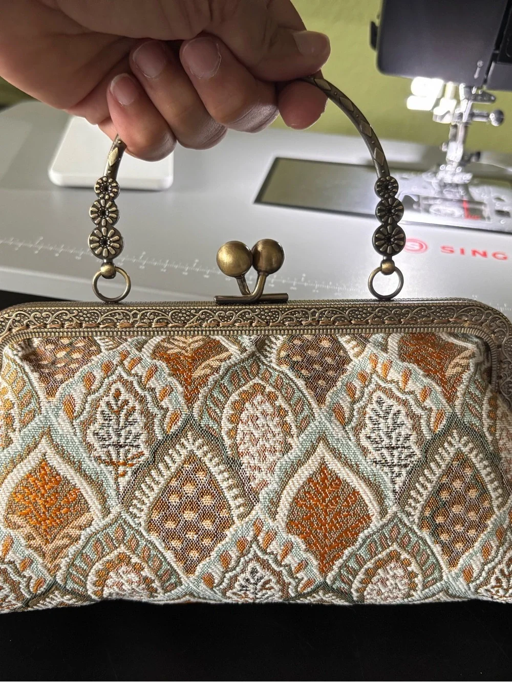 Handmade Boho Clutch Purse | Vintage Style Bronze Frame Bag